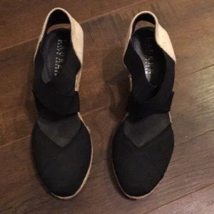 Ralph Lauren Espadrilles Wedges 6.5 Black
